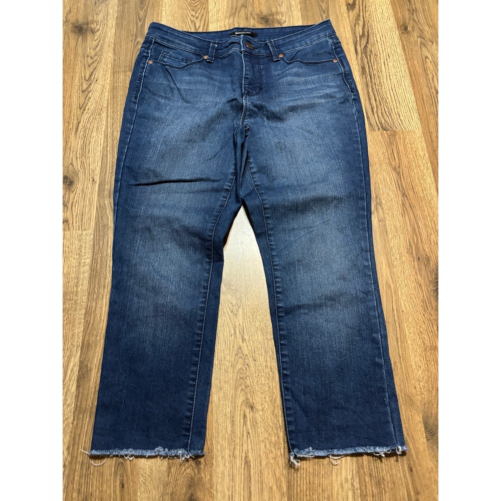 Relativity Jeans Women Size 10 Blue Straight Leg Raw Hem Denim Pants